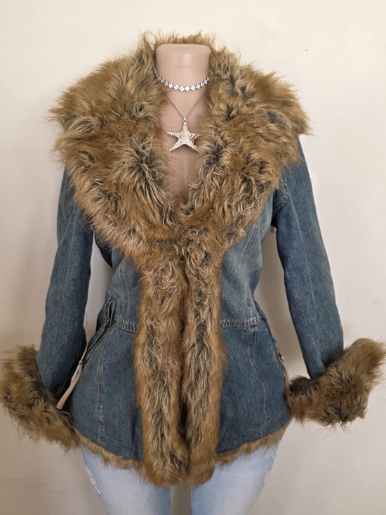 Mixit Jackets & Blazers - Mixit Denim Jacket with Brown Fur Trim